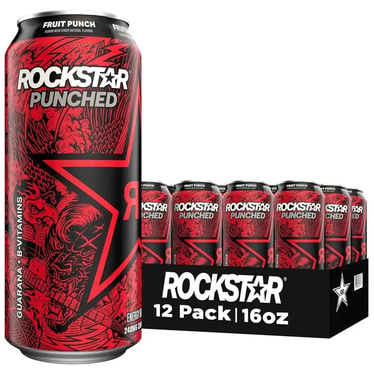 Rockstar Energy Punched Fruit Punch, 16 Oz Can