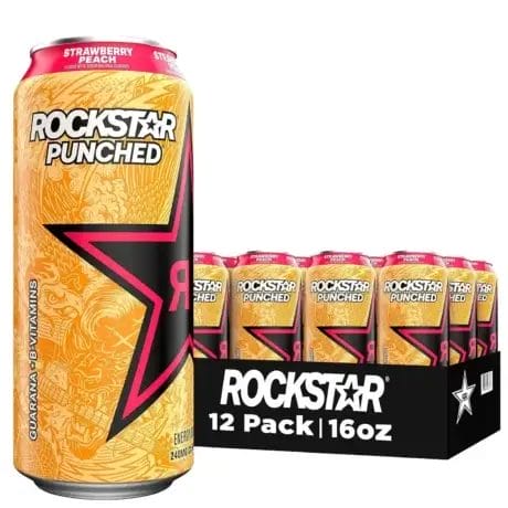 Rockstar Punched Strawberry Peach, 16 Oz Can
