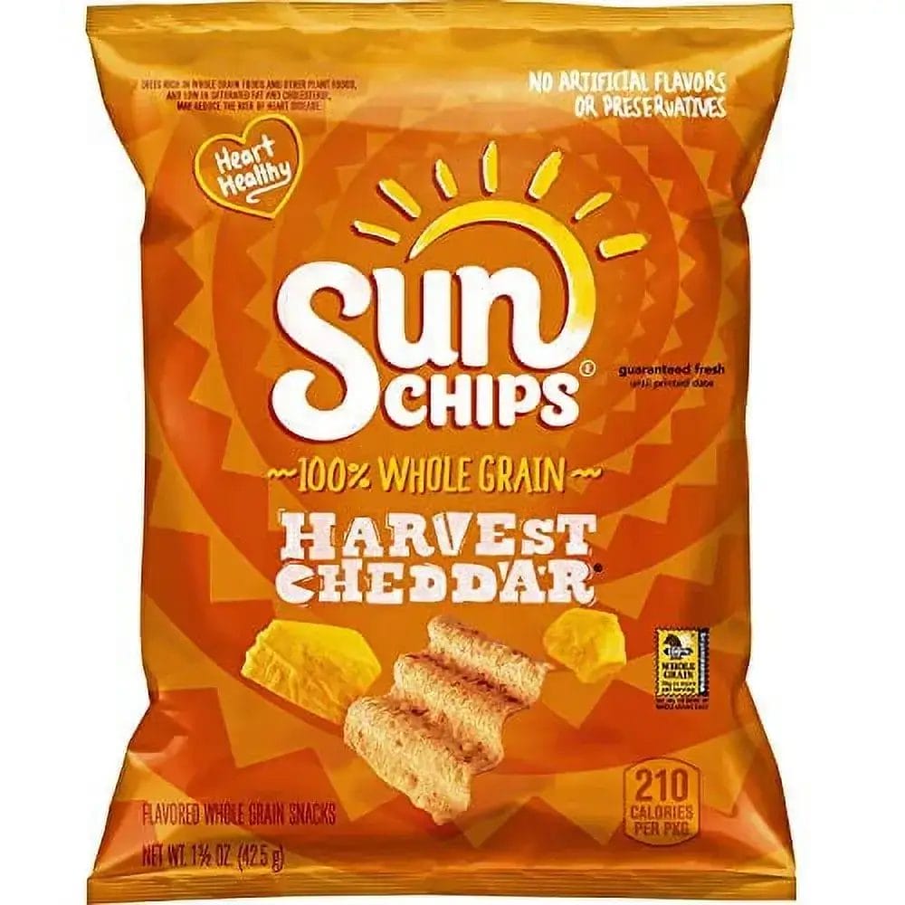 SunChips Harvest Cheddar Flavored Multigrain Snacks, 1.5 Oz Bags/64