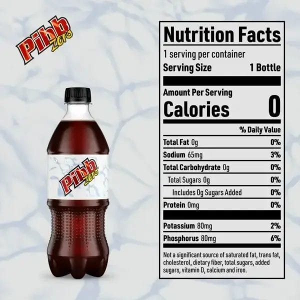 Pibb Zero Sugar, 20 Oz Bottle