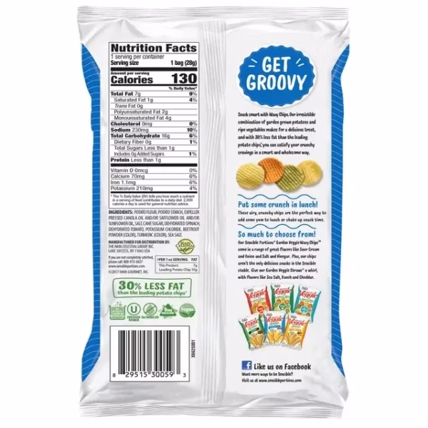 Sensible Portions Wavy Sea Salt Garden Veggie Chips, 1 Oz Bag/24 Count