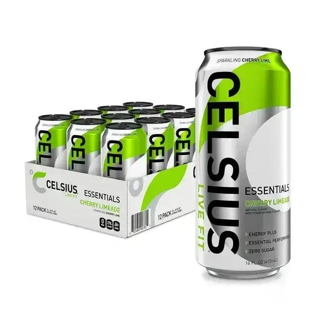 CELSIUS Essentials Sparkling Cherry Limeade Functional Performance Energy Drink 16 fl oz Can Pack of 12