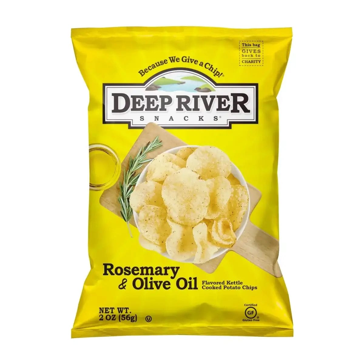 Deep River Kettle Rosemary & Olive Oil Potato Chips, 2 Oz Bags/24