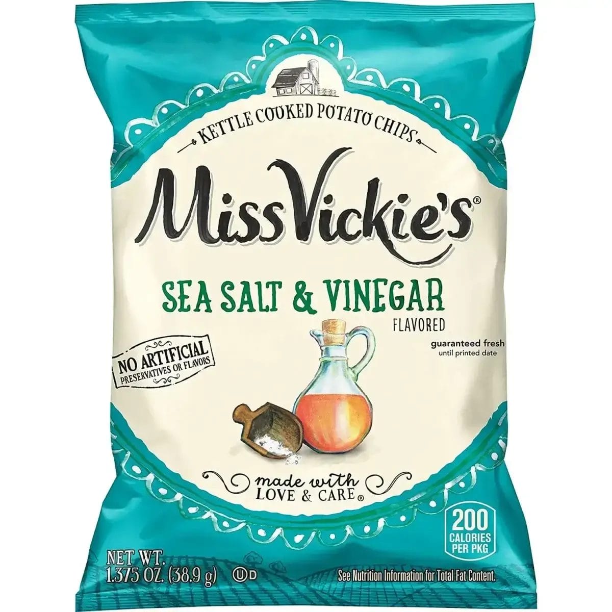 Miss Vickie's Sea Salt & Vinegar Kettle Potato Chips, 1.3 Oz Bags/ 64