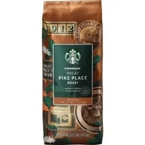 Starbucks Decaf Pike Place Whole Bean, 16 Oz Bag