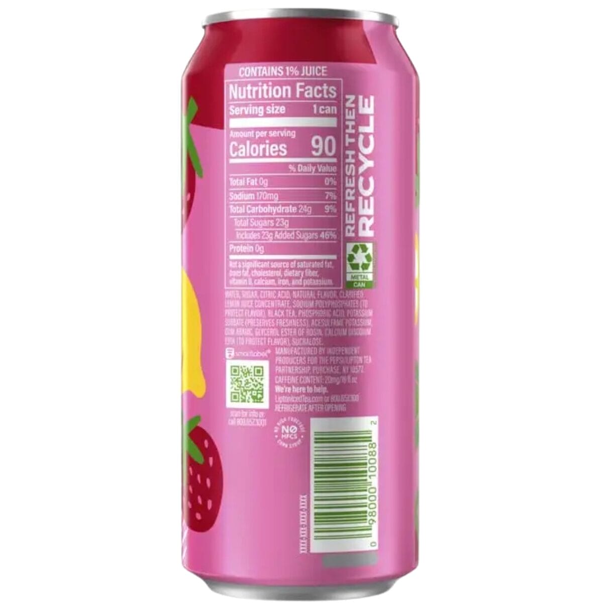 Lipton Fusions Strawberry Lemonade Tea 16 Oz Cans – 24-Pack