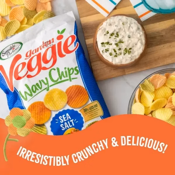 Sensible Portions Wavy Sea Salt Garden Veggie Chips, 1 Oz Bag/24 Count