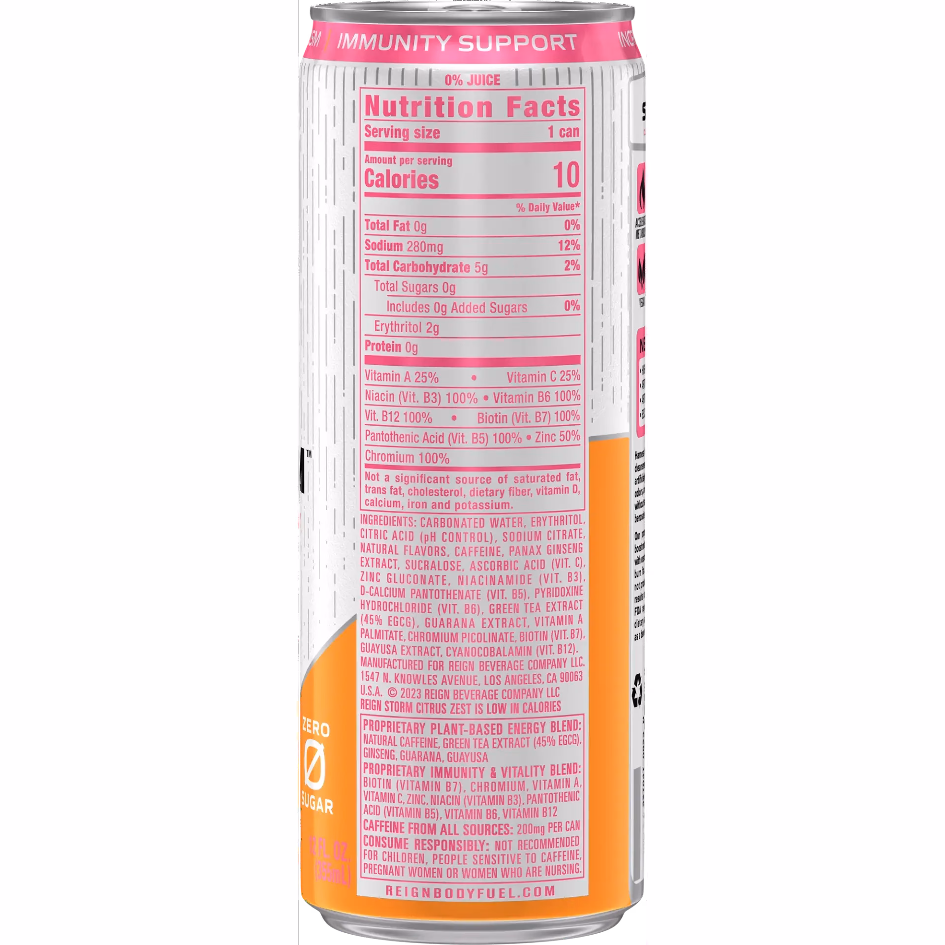 REIGN Storm Citrus Zest, 12 Oz Can