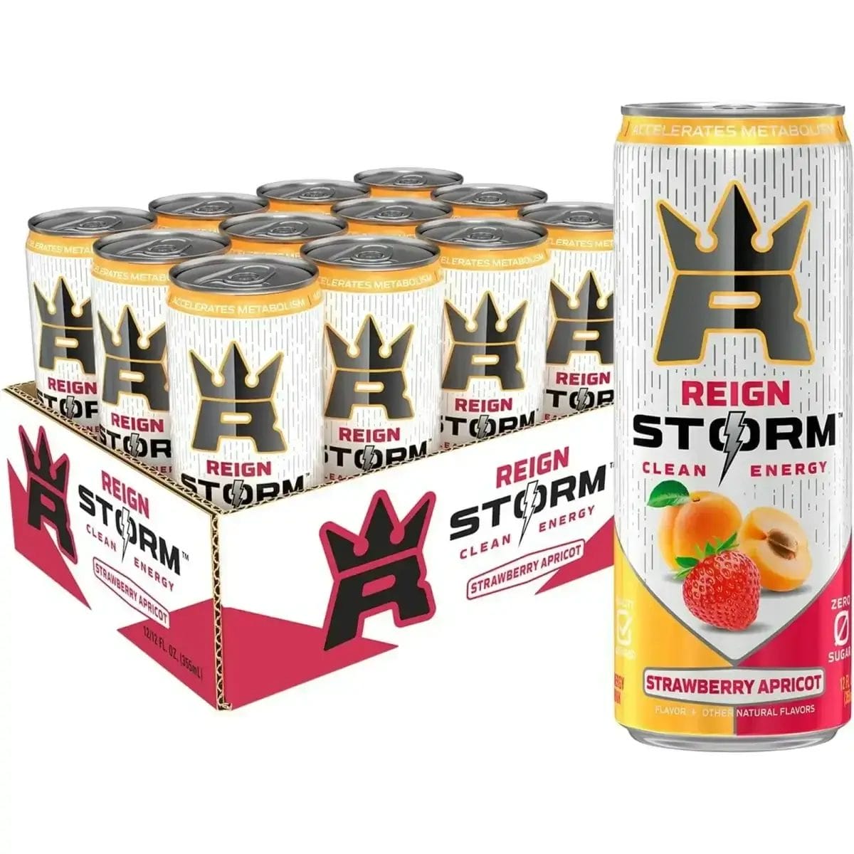 REIGN Storm Clean Energy Strawberry Apricor, 12 Oz Can
