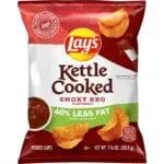 Lay's Kettle Cooked Potato Chips, 40% Less Fat Applewood Smoked BBQ, 1.37 Oz Bag/64 Count