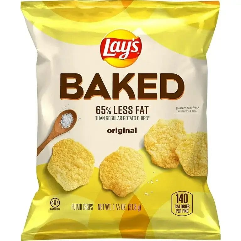 Lays Oven Baked Original Potato Chips, 1.375 Oz Bags/64