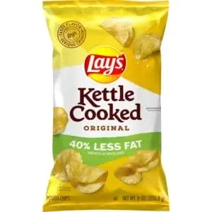 Lay's Kettle Original Potato Chips, 40% Less Fat, 1.375 Oz Bags/64