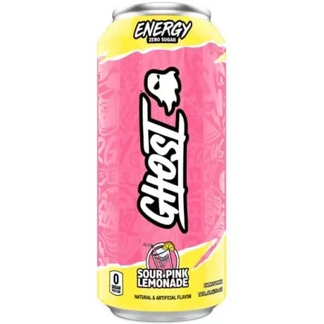 GHOST ENERGY Zero Sugars Sour Pink Lemonade, 16 Oz Can