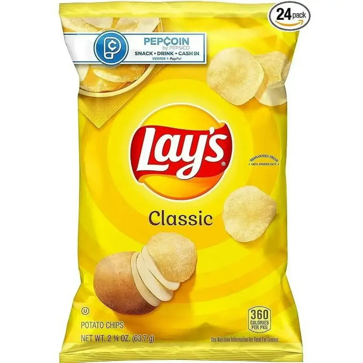 Lay's Classic Potato Chips, 2.25 Oz Bags/24