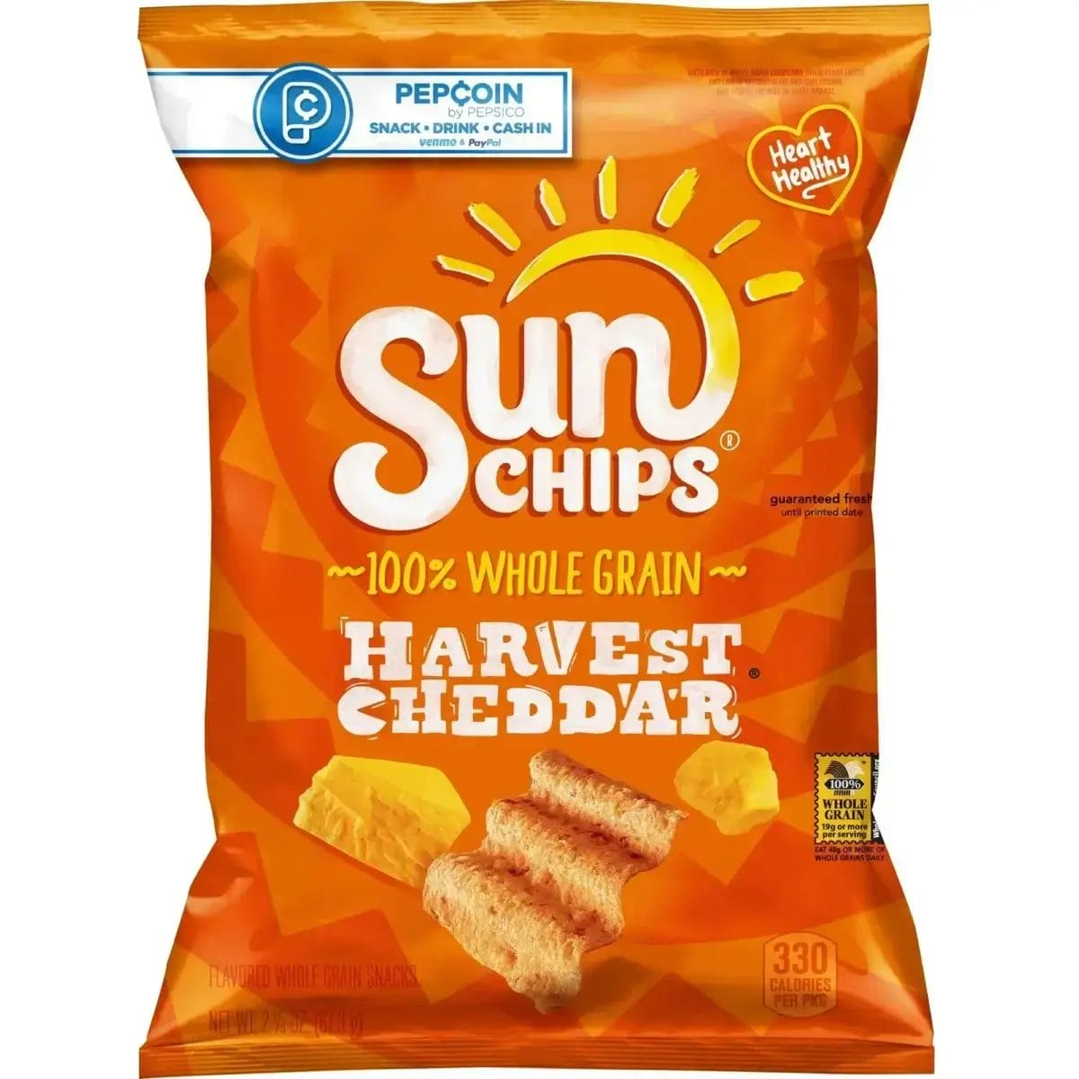 SunChips Harvest Cheddar Flavored Multigrain Snacks, 2.375 Oz Bags/24