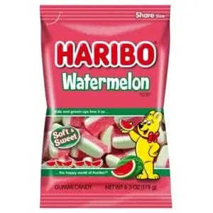 Haribo Fruity Watermelon Gummies, 3.1 Oz Bags 12/Pack