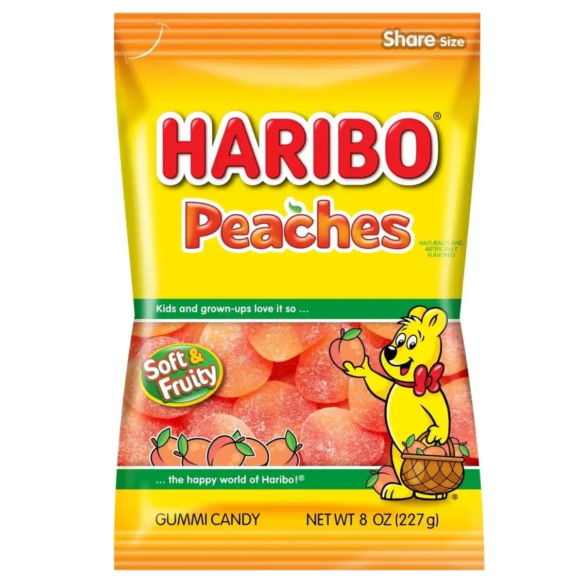 Haribo Peaches Gummies Fruity Peach, 4 Oz Bags 12/Pack