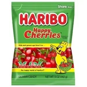 Haribo Twin Cherry Gummi Candy, 5 Oz Bags 12/Pack