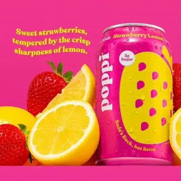 Poppi Soda Prebiotic Strawberry Lemon, 12 Oz Can - Image 2