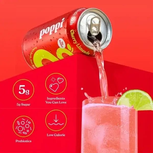 Poppi Soda Prebiotic Cherry Limeade, 12 Oz Can - Image 3