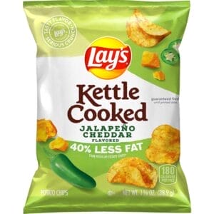 Lay's Kettle Jalapeño & Cheddar 40% Less Fat, 1.37 Oz Bags/64