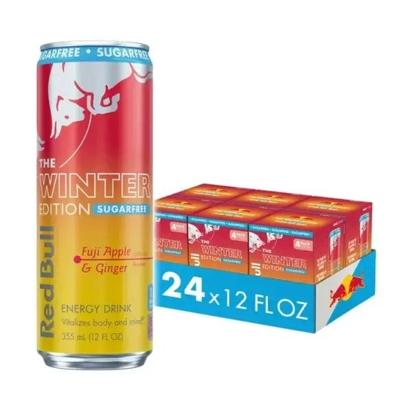 Red Bull Fuji Apple Ginger Sugar Free Energy Drink, 12 Oz Can ( Limited Time!)