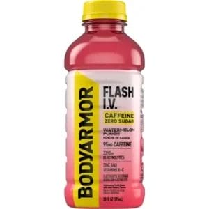 BODYARMOR Flash I.V. Zero Sugar Caffeine Watermelon Punch, 20 Oz Bottle