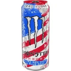 Monster Energy Ultra Red White & Blue Razz Zero Sugar, 16 Oz Can
